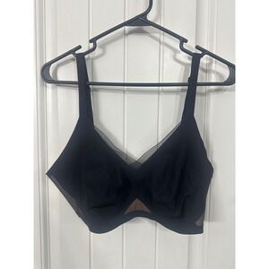 Honeylove Crossover Bra Black Wireless Supportive Mesh Trim Size Large